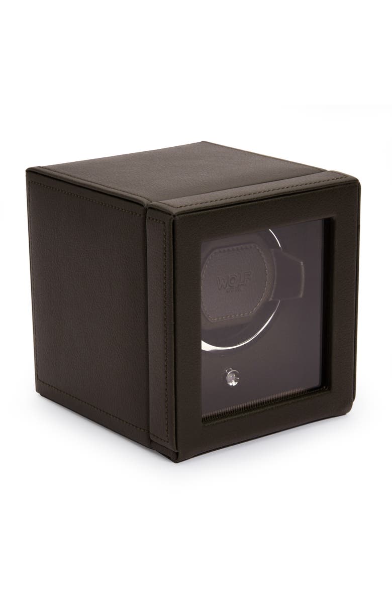 WOLF Cub Single Watch Winder with Cover, Alternate, color, Brown