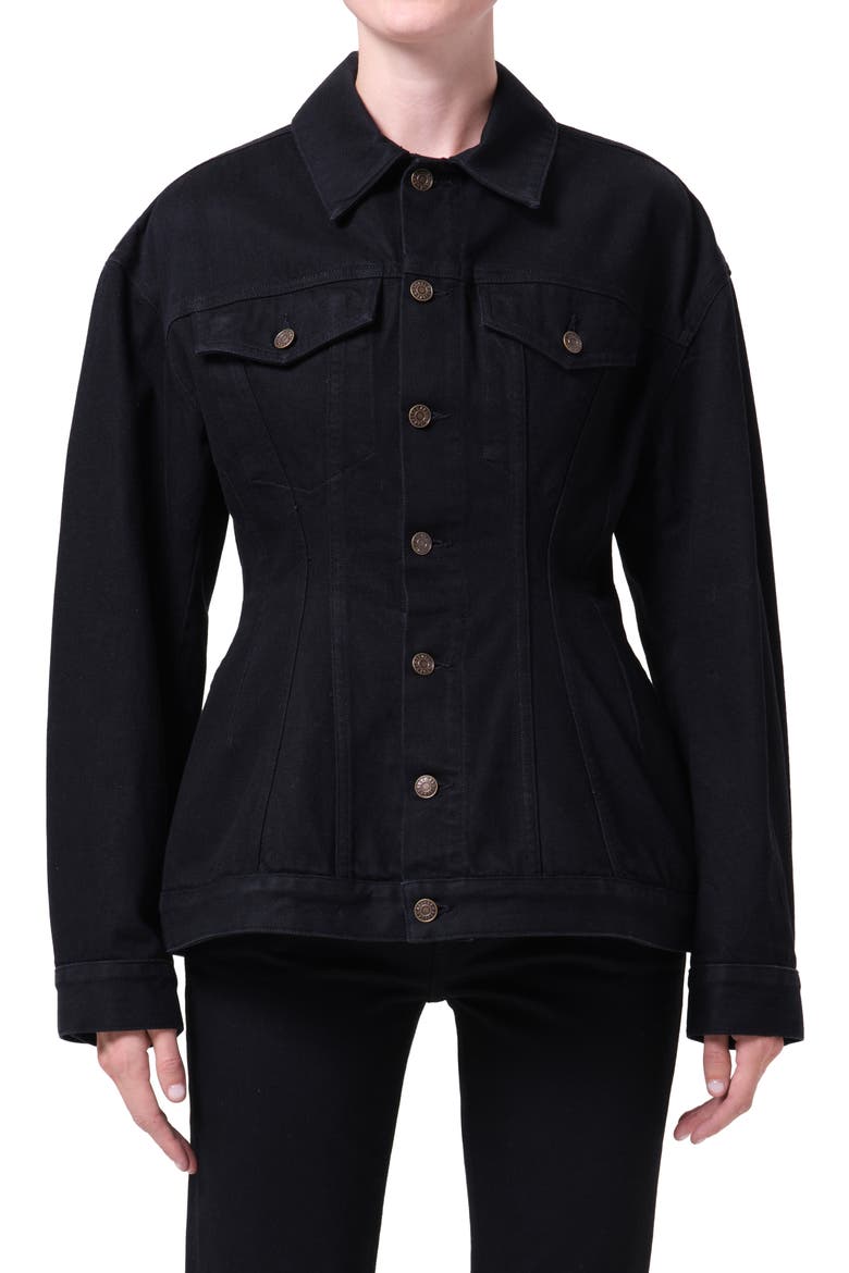 Myra Structured Denim Jacket, Main, color, COVER OD BLACK