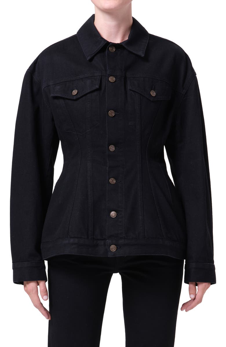 AGOLDE Myra Structured Denim Jacket, Main, color, Cover Od Black
