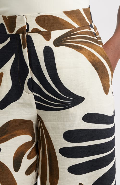 Mango Karina Print Wide Leg Pants In Sand