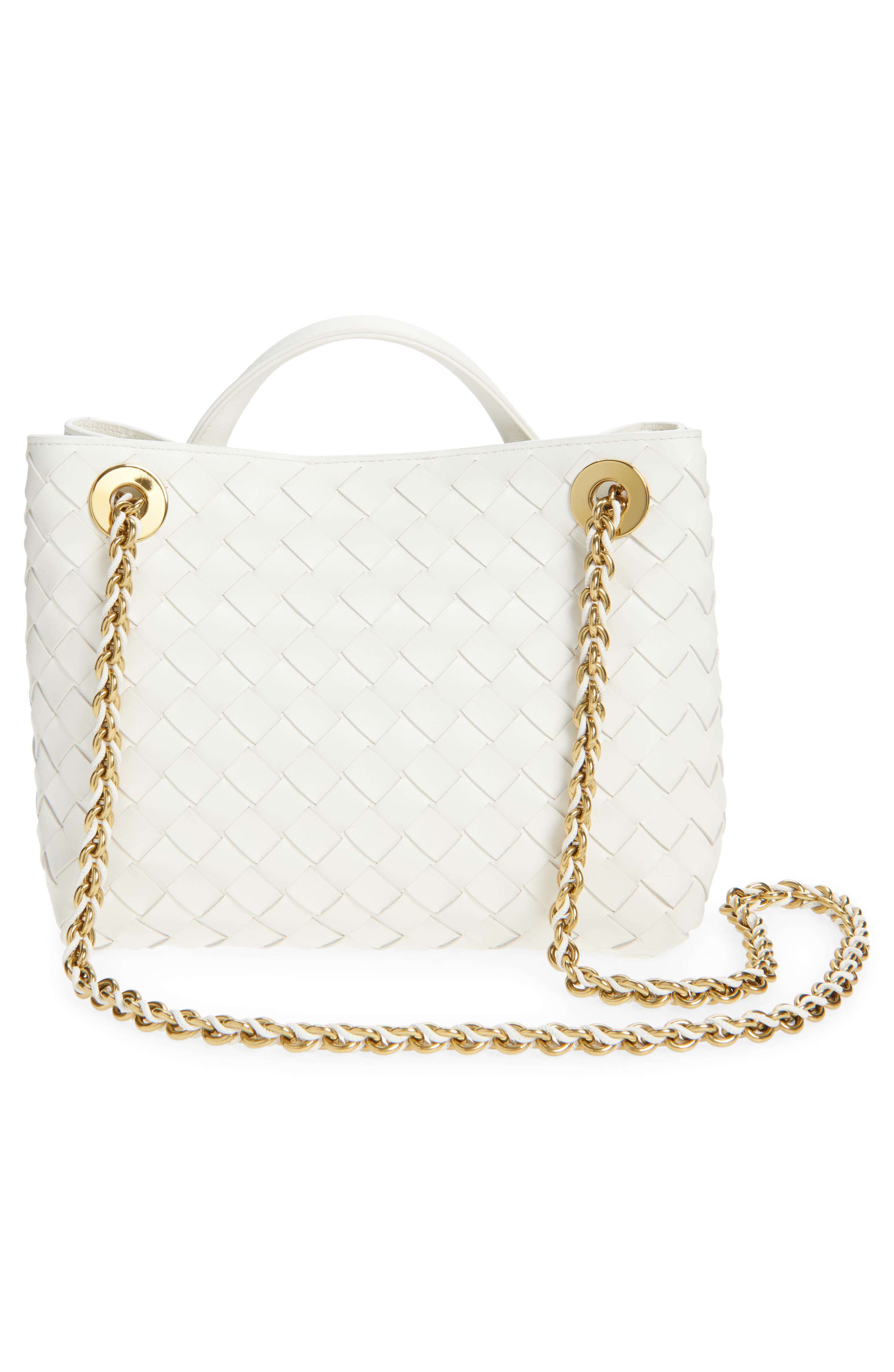 Bottega Veneta Small Andiamo Chain Leather Shoulder Bag, Alternate, color, 9537 Alabaster-Muse Brass