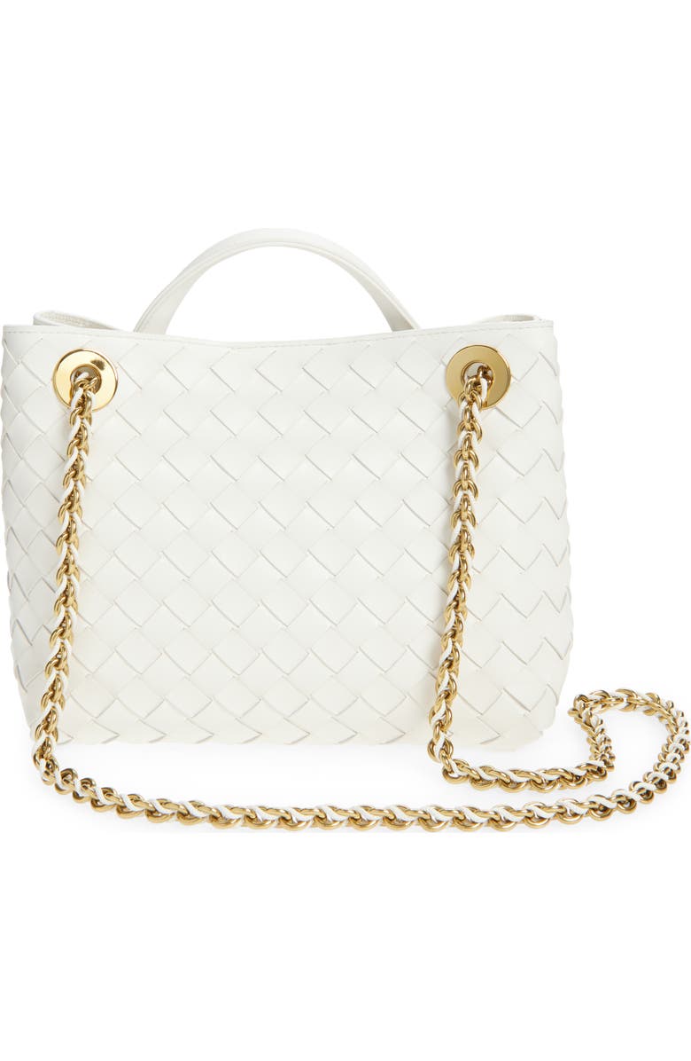 Bottega Veneta Small Andiamo Chain Leather Shoulder Bag, Alternate, color, 9537 Alabaster-Muse Brass