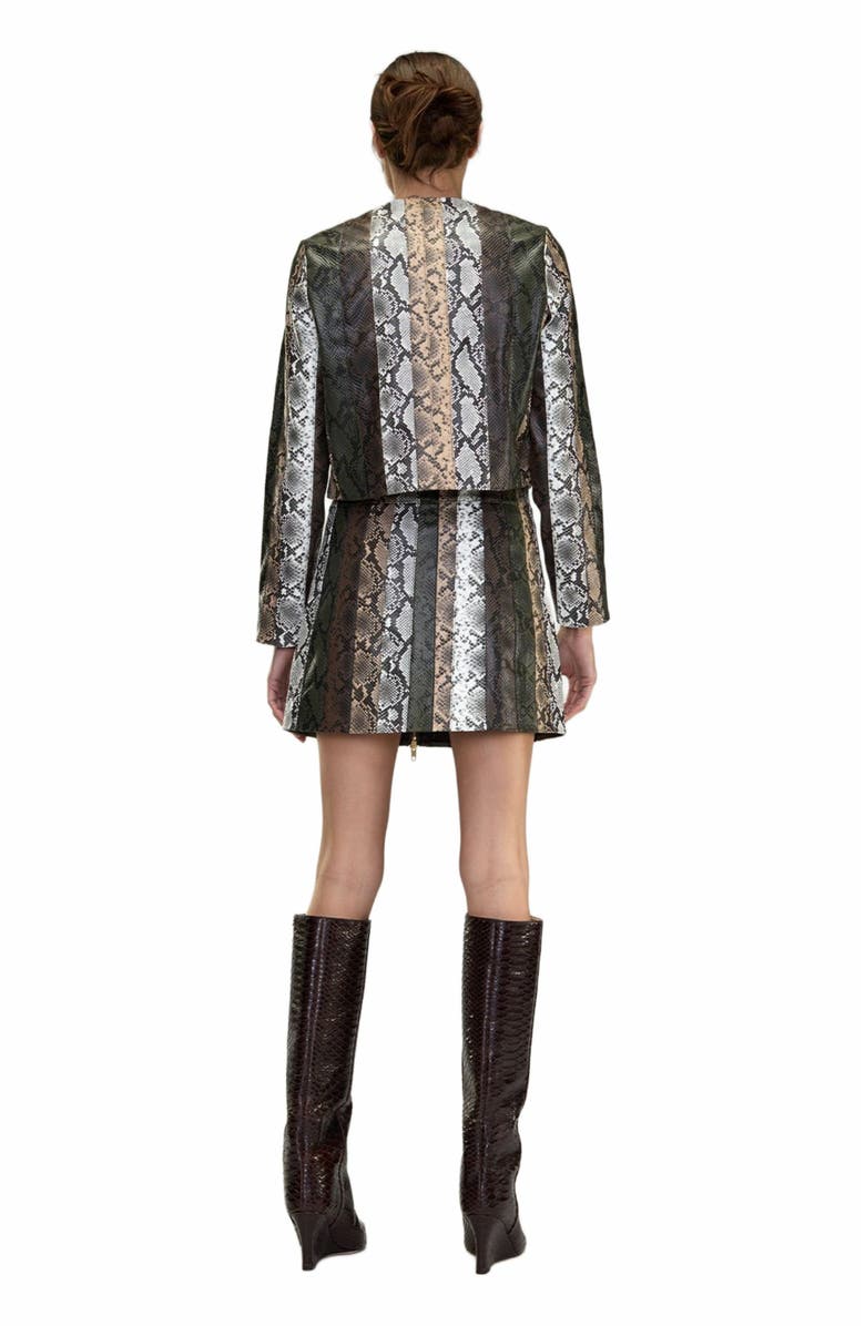 Cynthia Rowley Snake-Embossed Vegan Leather Skirt, Alternate, color, 