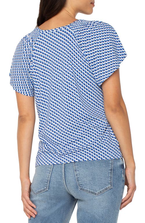 Liverpool Los Angeles Flutter Dolman Sleeve Top In Blue Geo