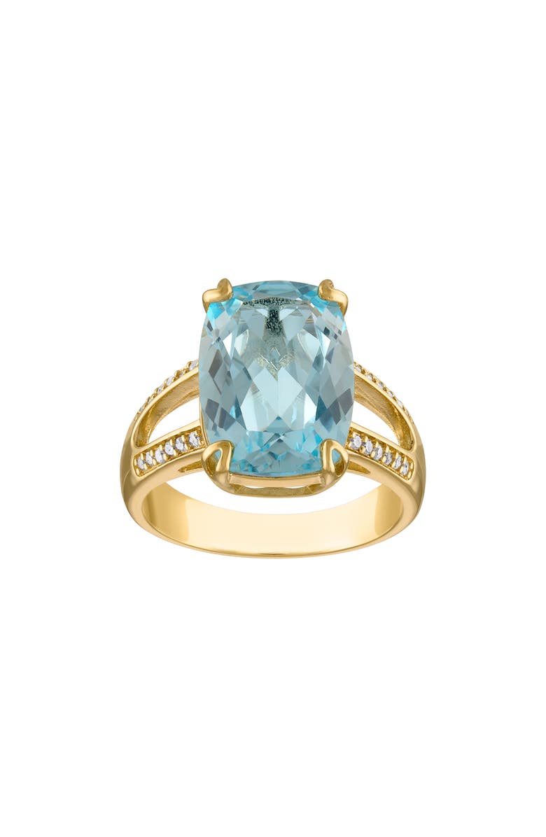 FZN 14K Gold Over Silver Blue Topaz & Diamond Ring, Main, color, 