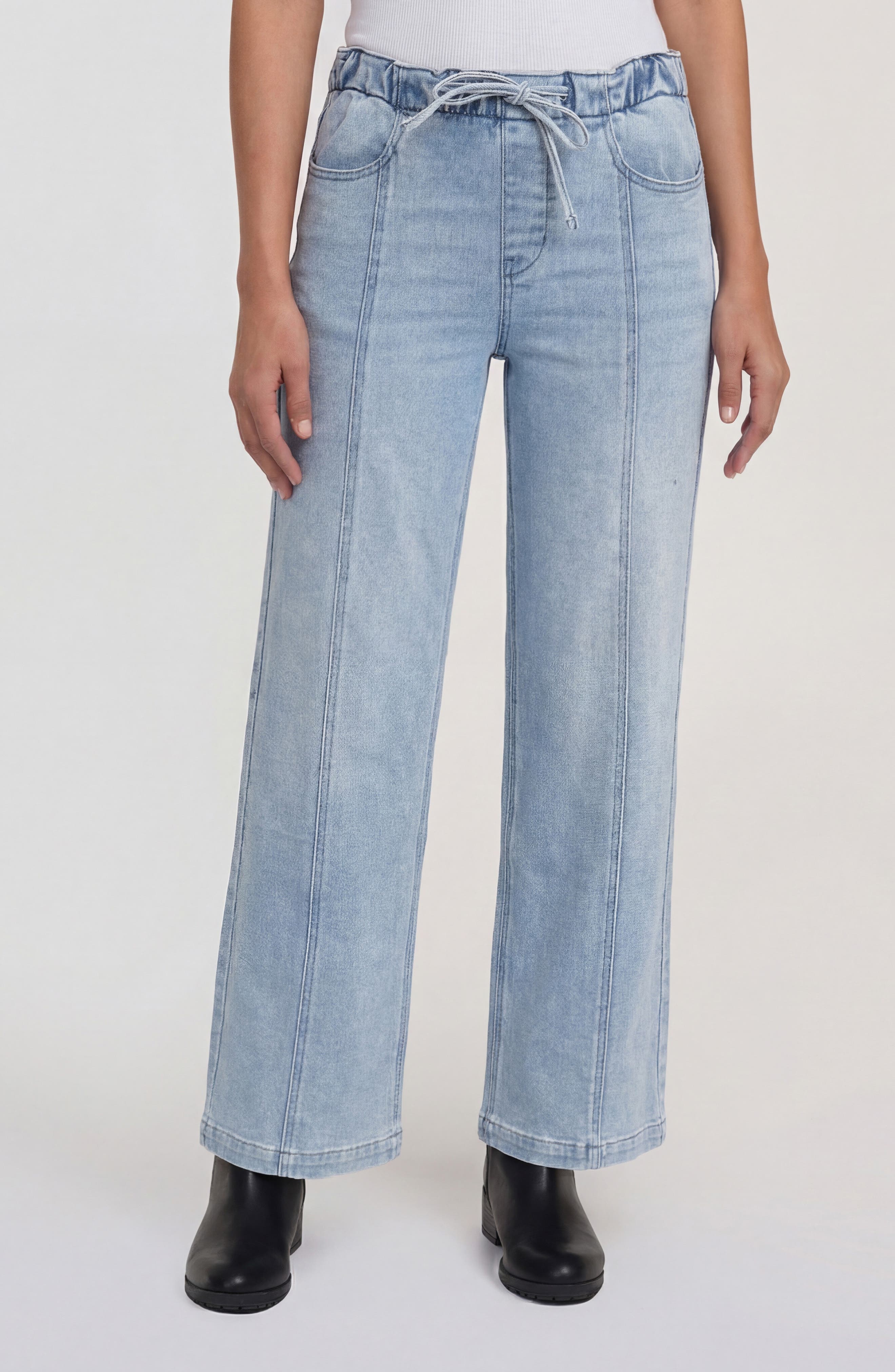 Sanctuary Denim Ekara Drawstring Waist Slim Wide Leg Jeans