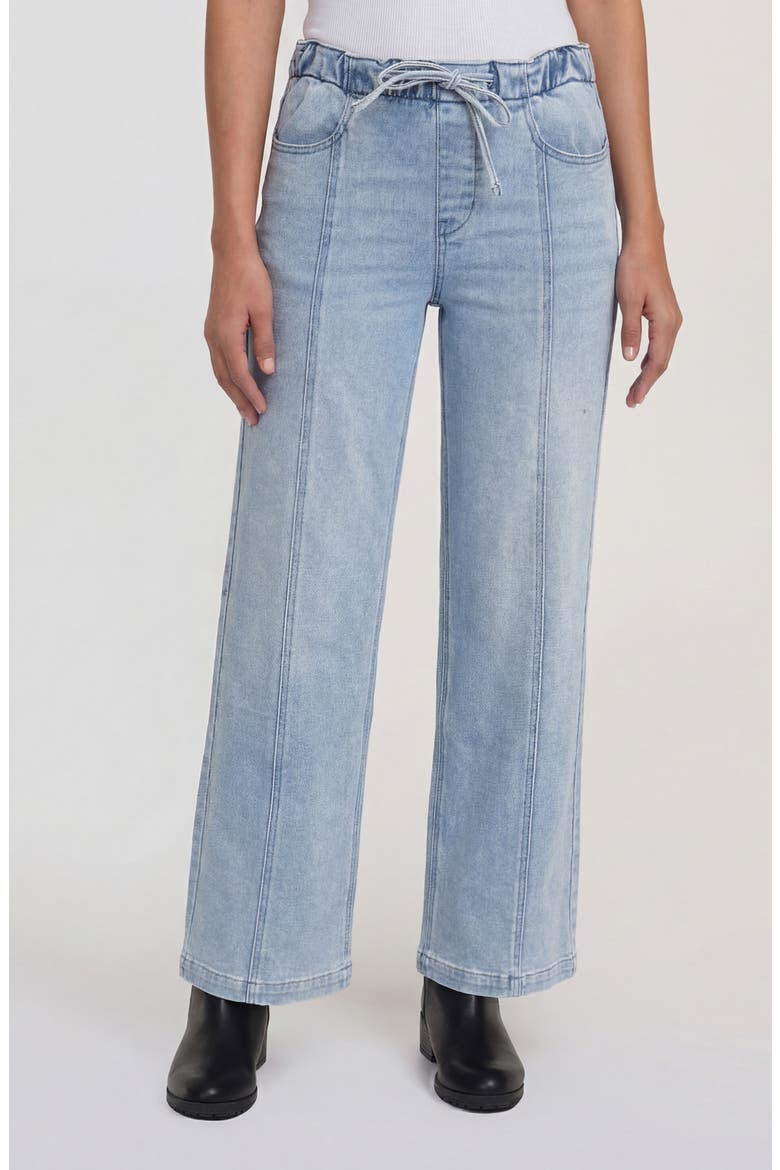 Ekara Drawstring Waist Slim Wide Leg Jeans, Main, color, PALE BLEACH LIGHT