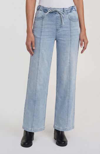 Ekara Drawstring Waist Slim Wide Leg Jeans