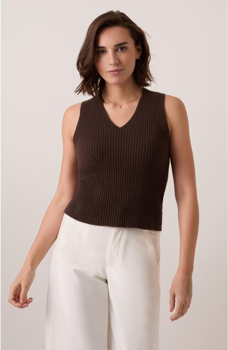 Celtic & Co. Ribbed V-Neck Tank Top, Alternate, color, Chocolate