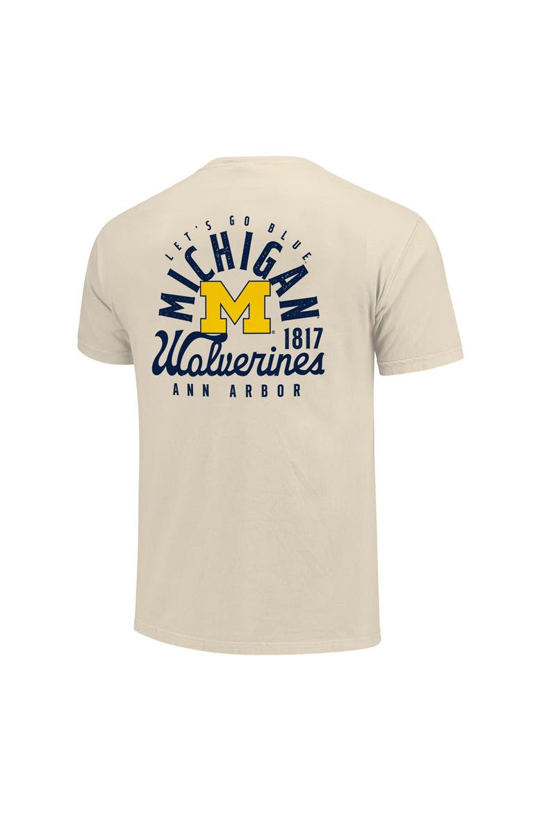 Men's Cream Michigan Wolverines Comfort Colors Mascot Overlay T-Shirt, Alternate, color, Cream