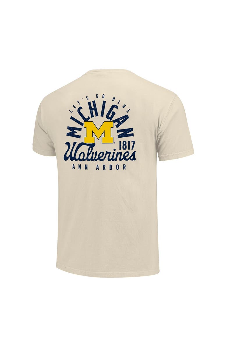 IMAGE ONE Men's Cream Michigan Wolverines Comfort Colors Mascot Overlay T-Shirt, Alternate, color, Cream