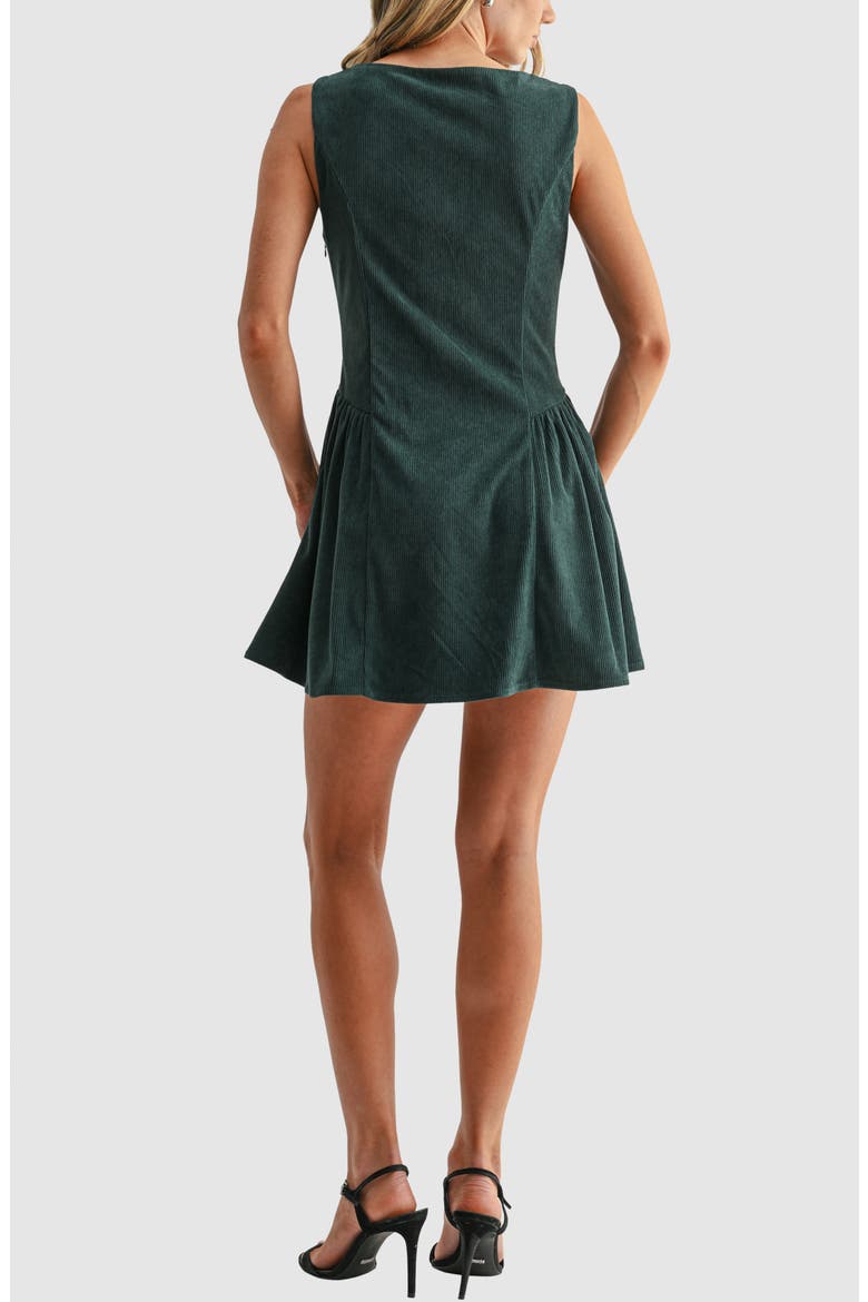 Corduroy Fit and Flare Minidress, Alternate, color, HUNTER GREEN
