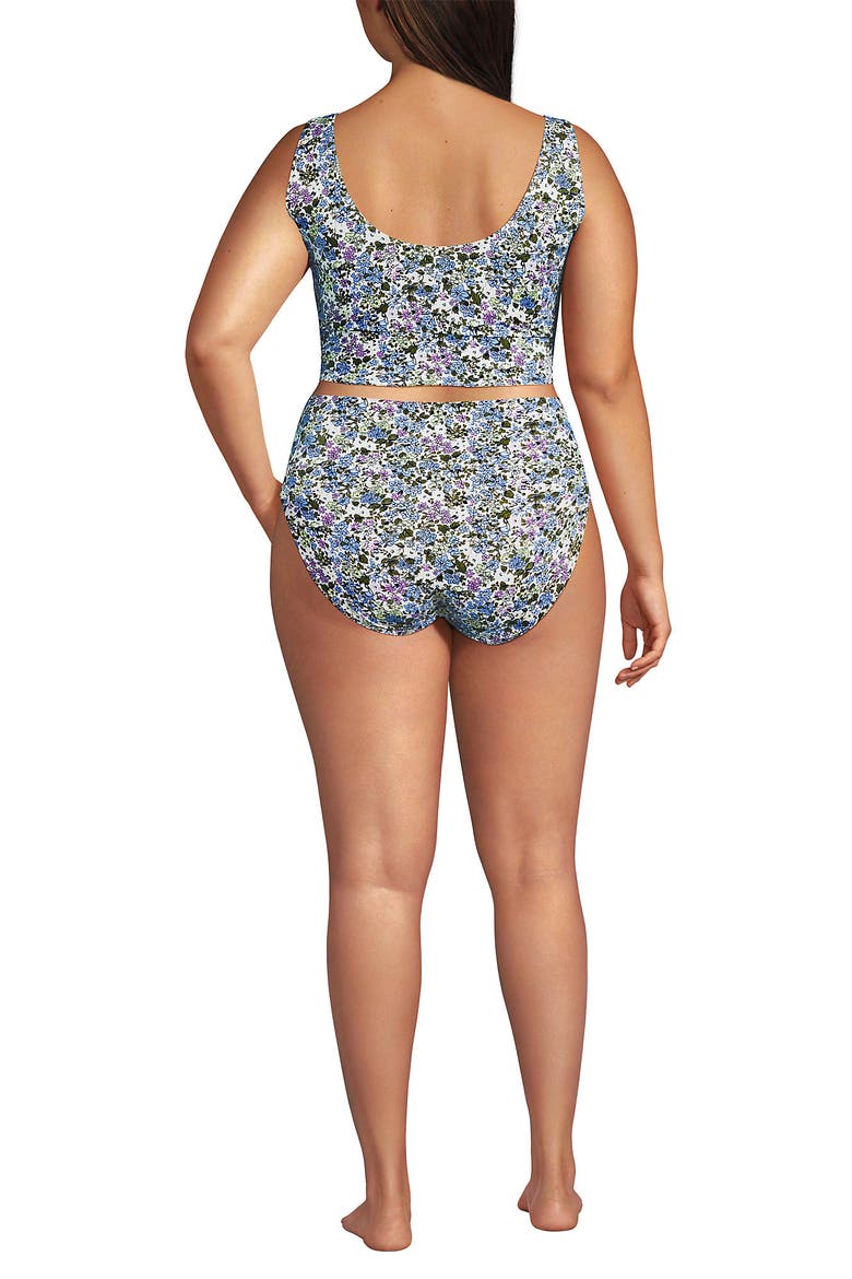 Tugless Tankini Top and High Waisted Bottom Swimsuit Set, Alternate, color, White/Lilac Multi Ditsy Floral