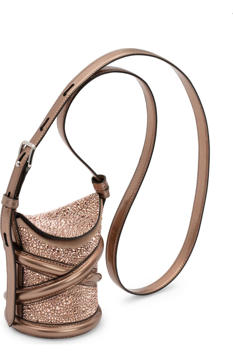 McQueen Alexander McQueen The Curve Small Crystal Embellished Leather Crossbody Bag, Alternate, color,