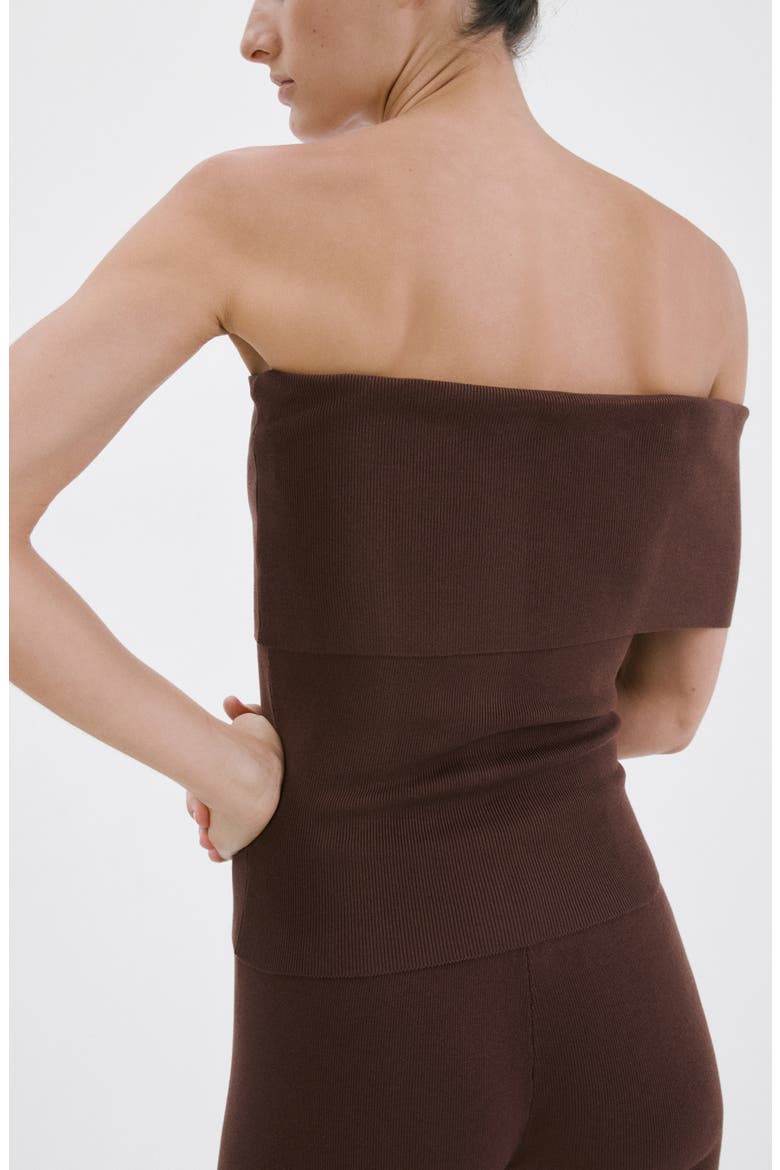 Off the Shoulder Rib Top, Alternate, color, CHOCOLATE