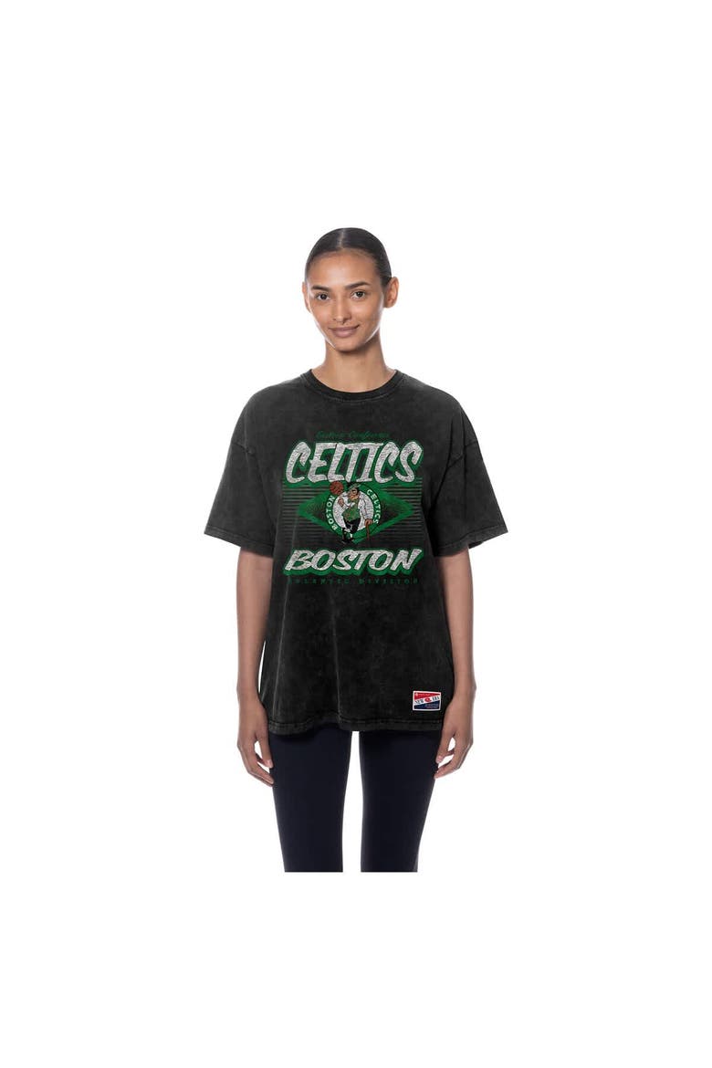 Women's New Era  Black Boston Celtics Throwback Mineral Wash Oversized T-Shirt, Alternate, color, Black