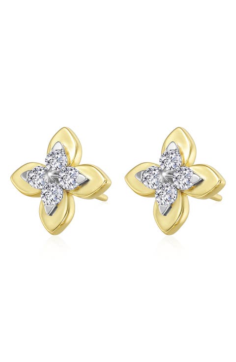 Magnolia Blossom Simulated Diamond Stud Earrings
