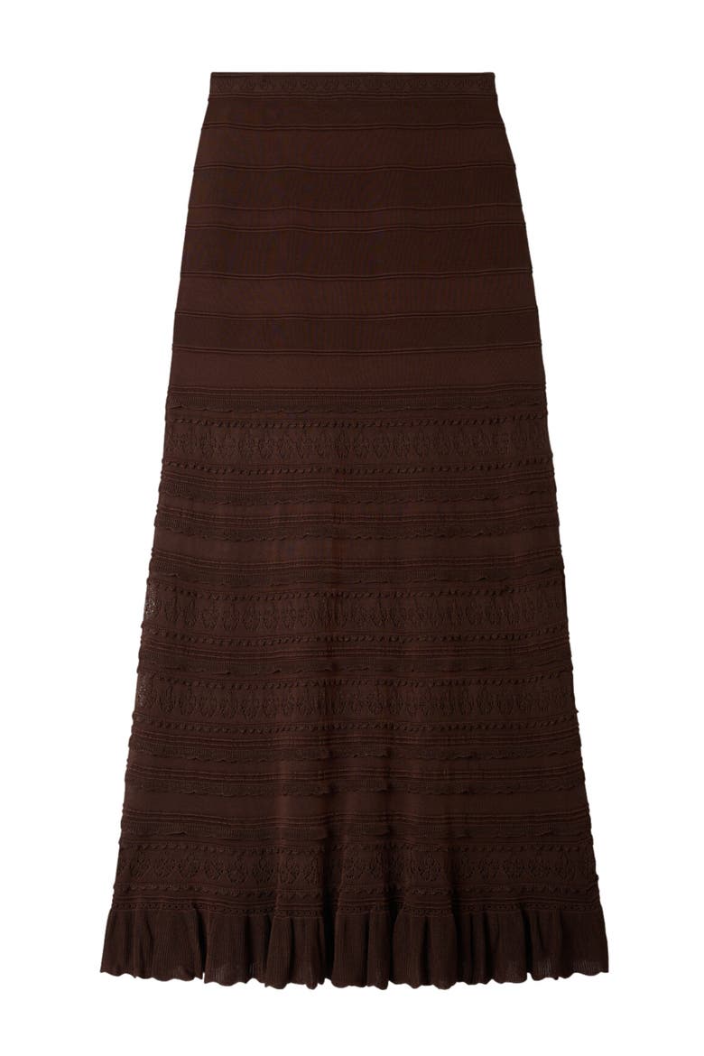 Pointelle knit maxi skirt, Alternate, color, Brown