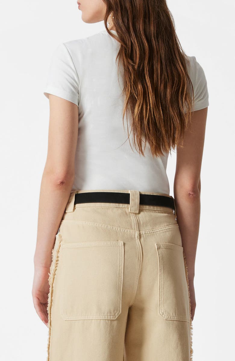 & Other Stories Embroidered Stretch Cotton T-Shirt, Alternate, color, Beige Medium Dusty