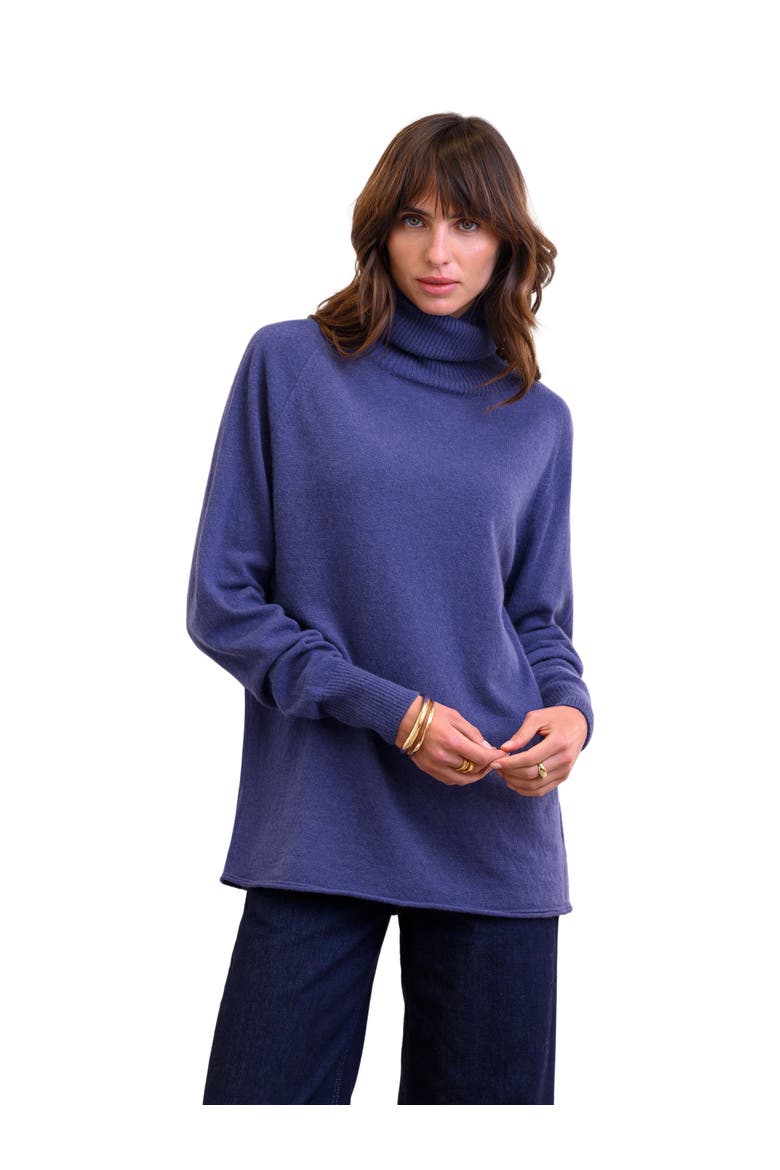 Geelong Wool Slouch Turtleneck Sweater, Alternate, color, INDIGO