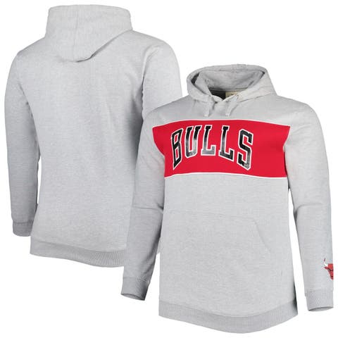 Men's Fanatics Branded Heather Gray Chicago Bulls Big & Tall Wordmark Pullover Hoodie
