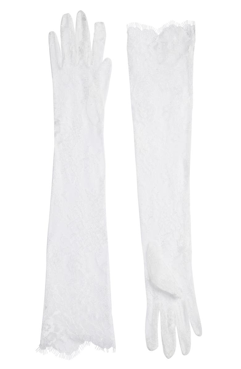 HIGH HEEL JUNGLE Chantilly Lace Long Gloves, Main, color, White