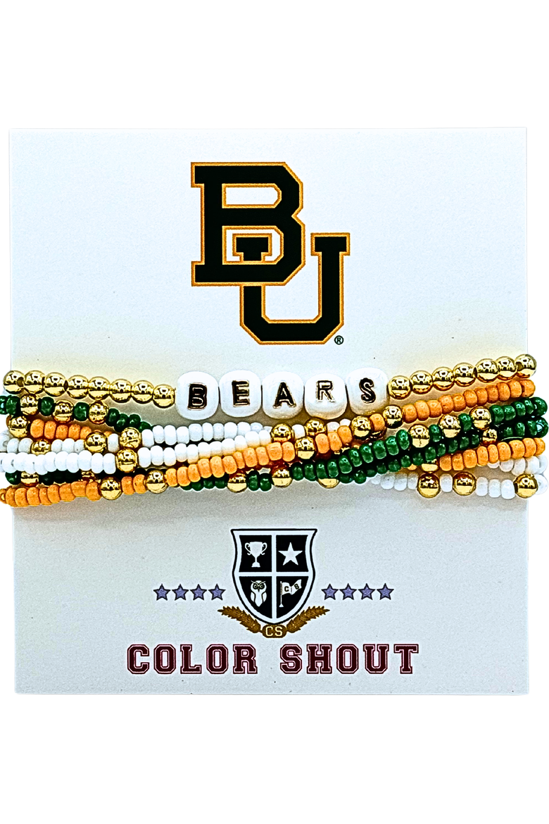 Baylor University Lucky 7 Bracelet Set, Main, color, Yellow Gold