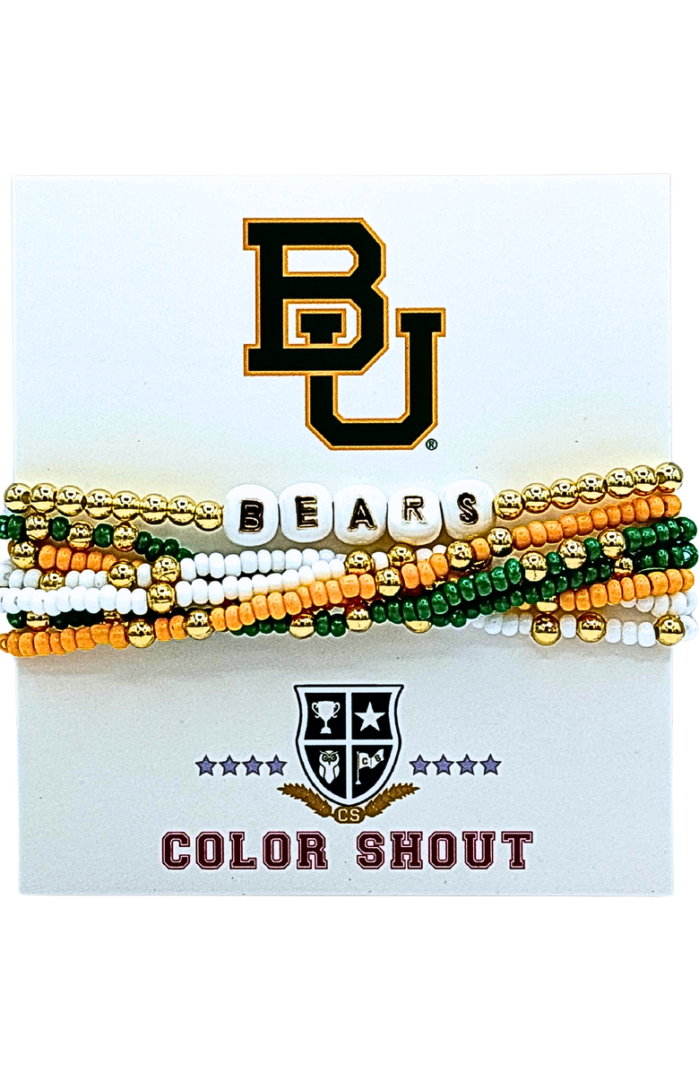 Color Shout Baylor University Lucky 7 Bracelet Set, Main, color, Yellow Gold