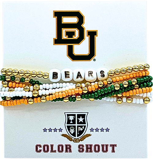 Color Shout Baylor University Lucky 7 Bracelet Set In Gold