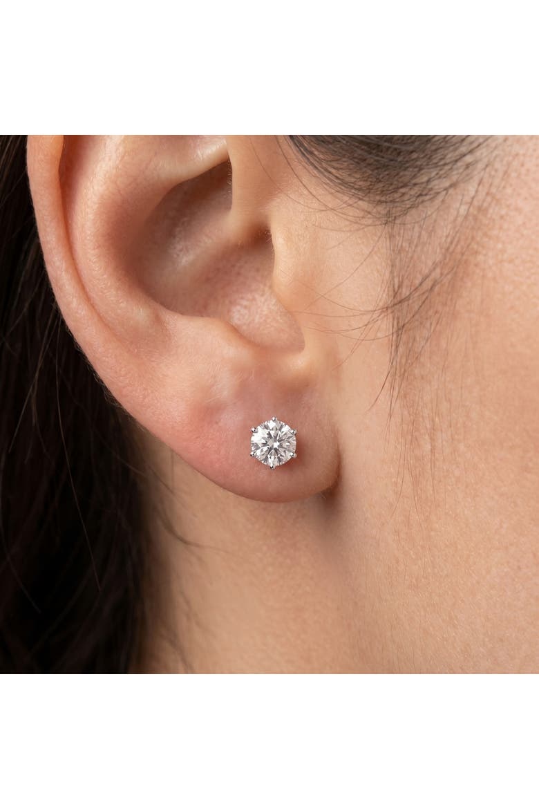 2Ct tw Sylvie Round Thin & Delicate Diamond Studs 14k Gold Lab Grown, Alternate, color, 14k White Gold