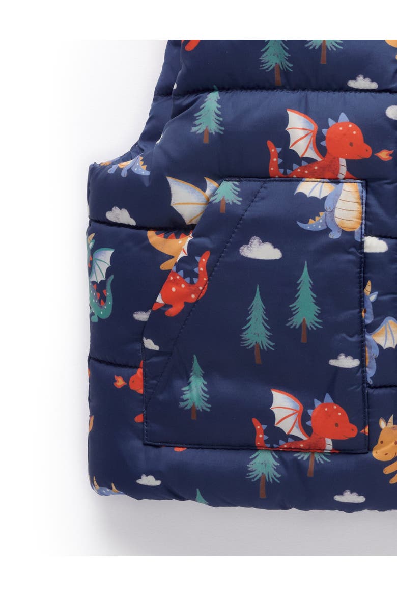 Baby Boy's Reversible Puffer Vest, Alternate, color, Dragon Print