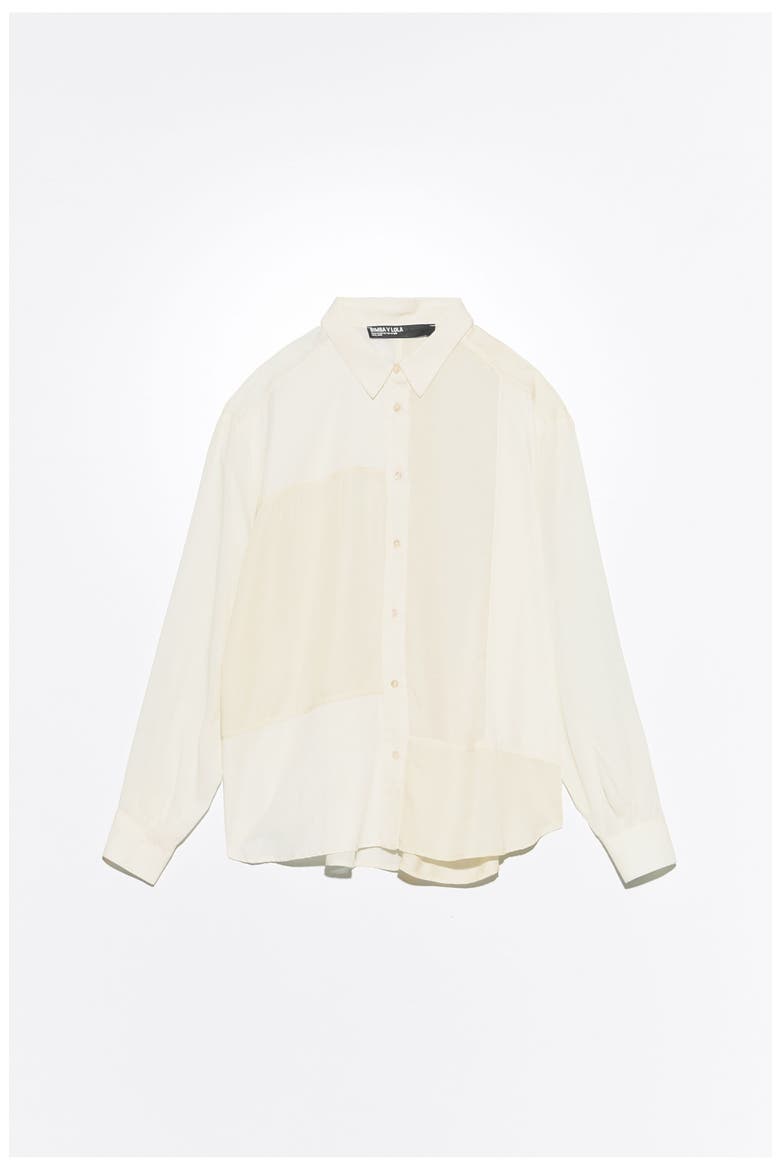 Patchwork Straight Shirt, Alternate, color, CREAM