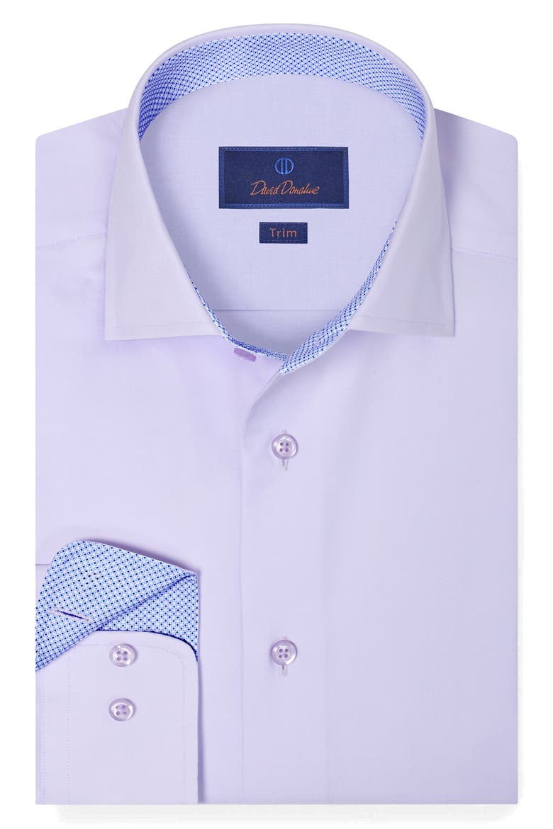 Trim Fit Cotton Twill Dress Shirt, Main, color, LILAC
