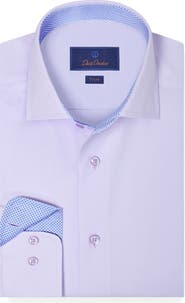 David Donahue Trim Fit Lilac Cotton Twill Dress Shirt