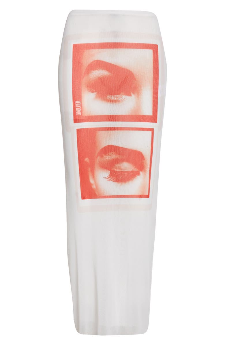 Jean Paul Gaultier Re-Edition Eyes & Lips Print Mesh Maxi Skirt, Main, color, White/ Red/ Light Orange