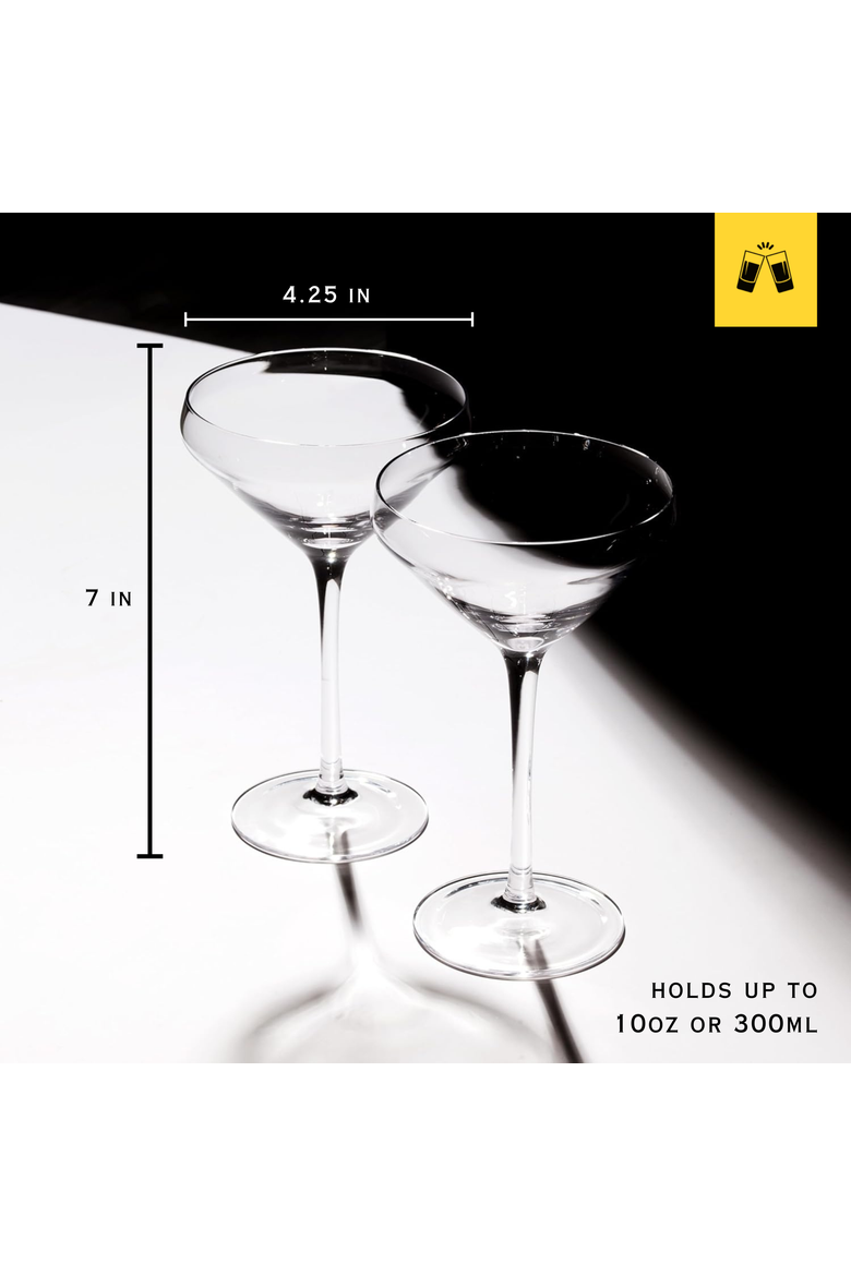 Hand Blown Martini Glass 10oz - Set of 4, Alternate, color, Clear