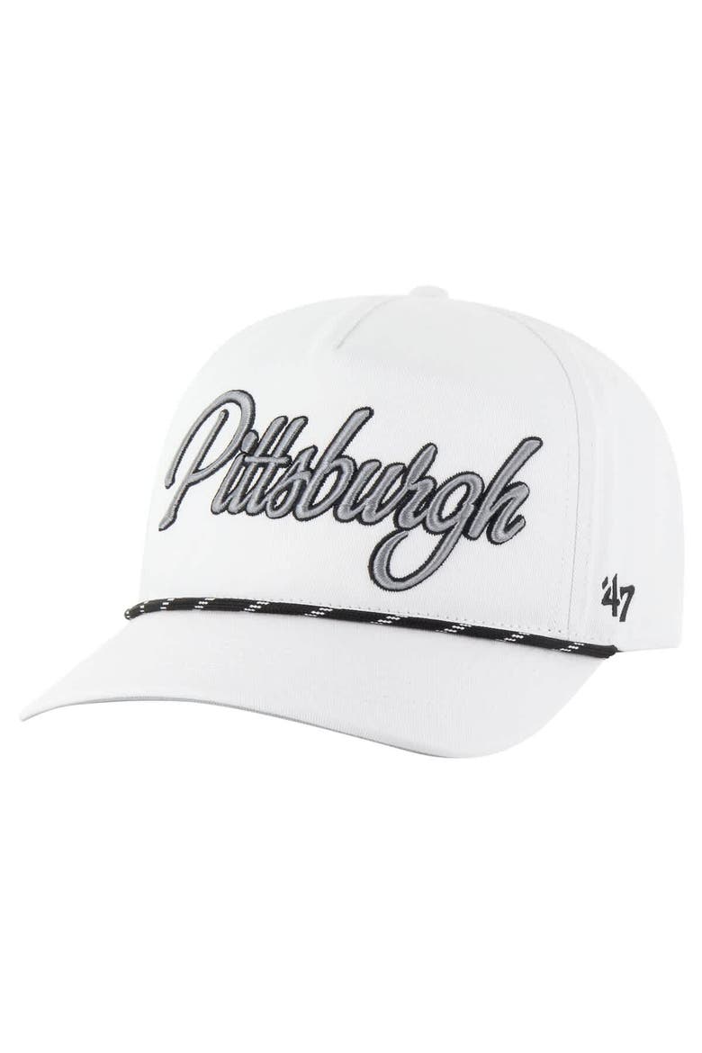 Men's '47 White Pittsburgh Pirates Overhand Speckle Hitch Rope Adjustable Hat, Alternate, color, White