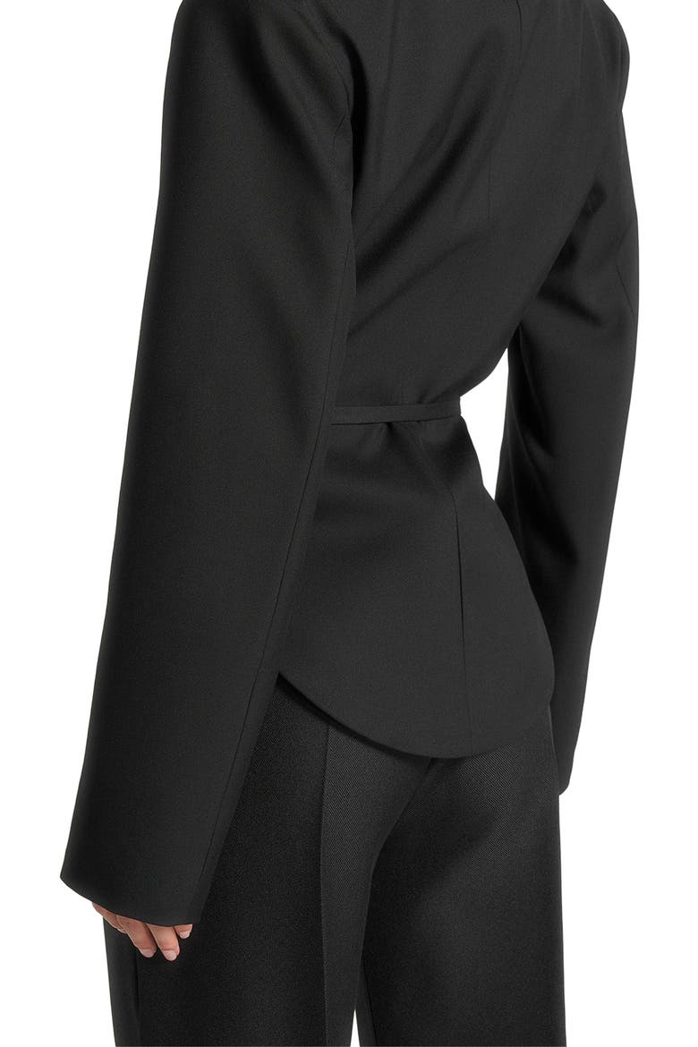 Yuna Plunge Tailored Blazer With Belt, Alternate, color, Black