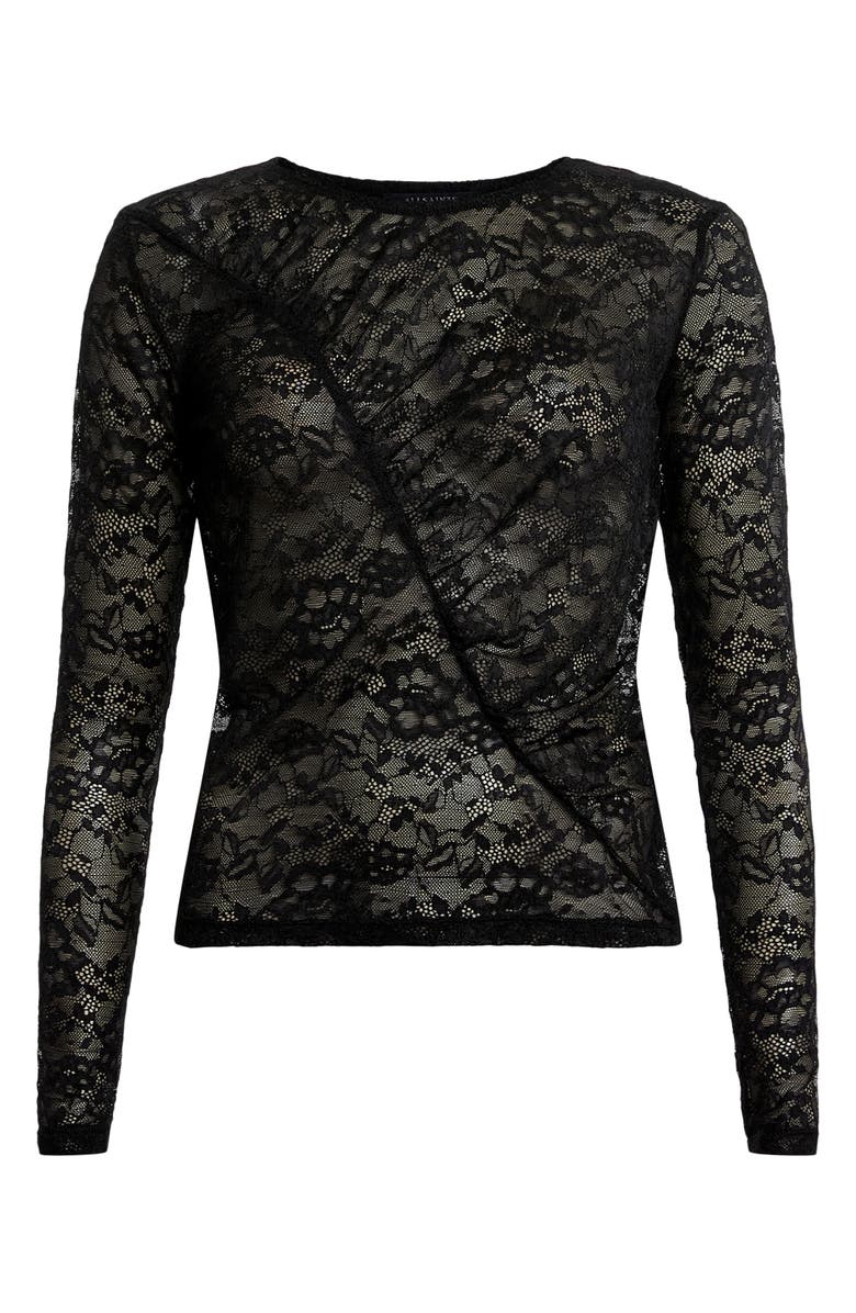 AllSaints Edana Lace Long Sleeve Top, Alternate, color, Black