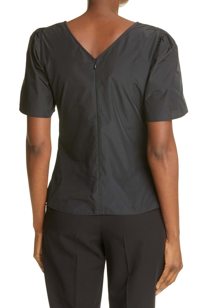 Ruched Front Woven Top, Alternate, color, CAVIAR