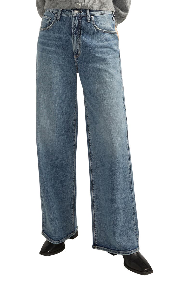 High Waist Baggy Wide Leg Jeans, Main, color, INDIGO