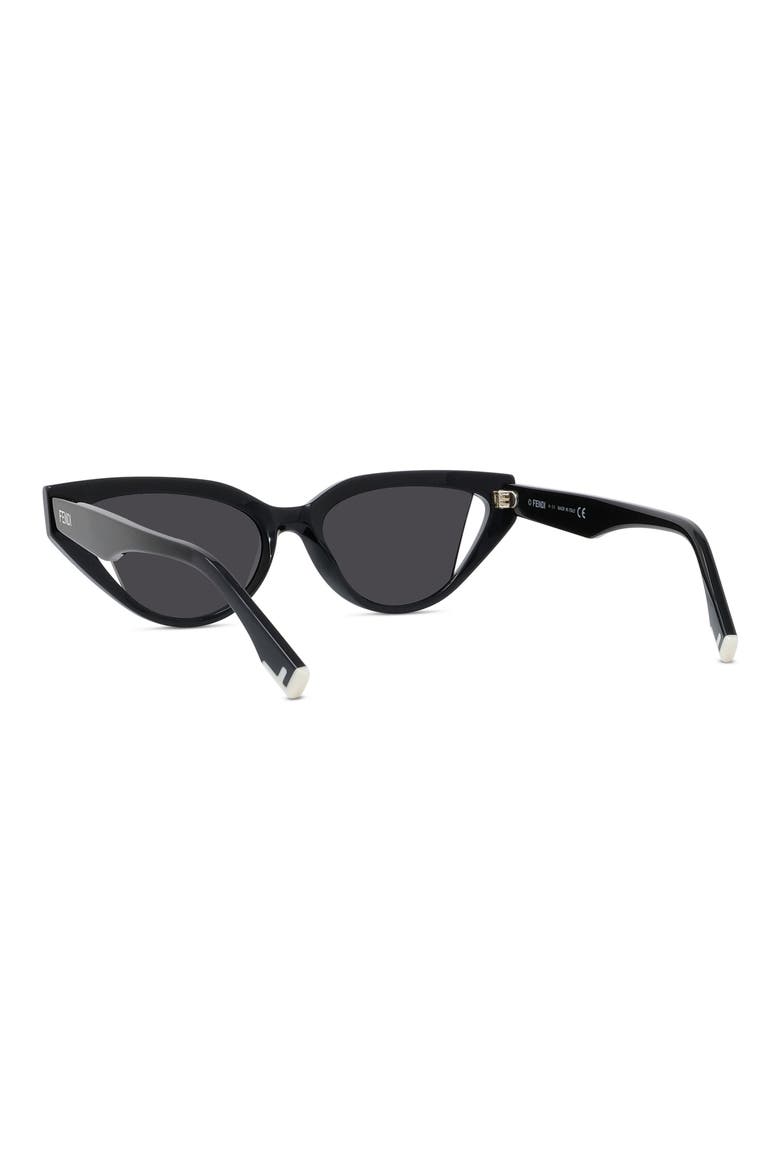'Fendi Way 52mm Cat Eye Sunglasses, Alternate, color, SHINY BLACK / SMOKE
