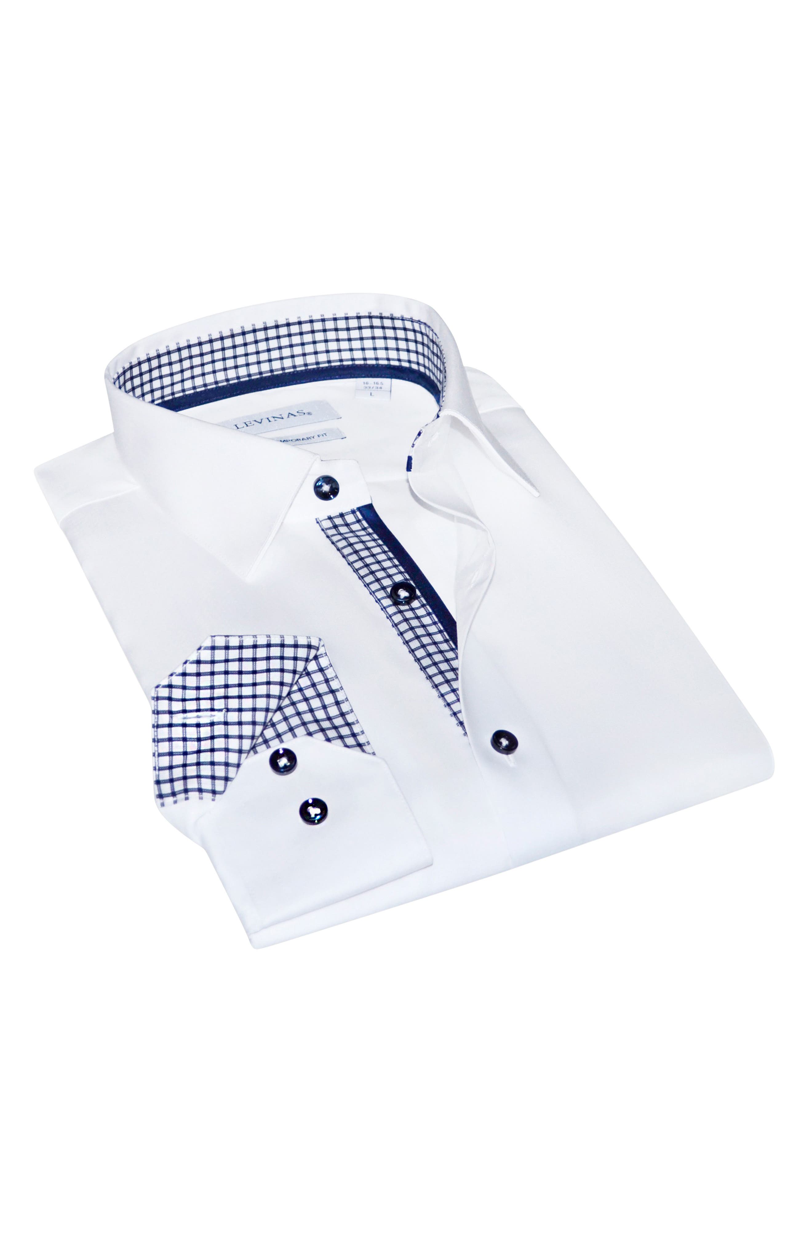 LEVINAS Contemporary Fit Solid Cotton Dress Shirt