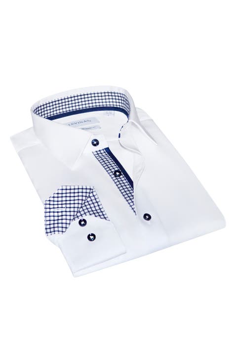 Contemporary Fit Solid Cotton Dress Shirt