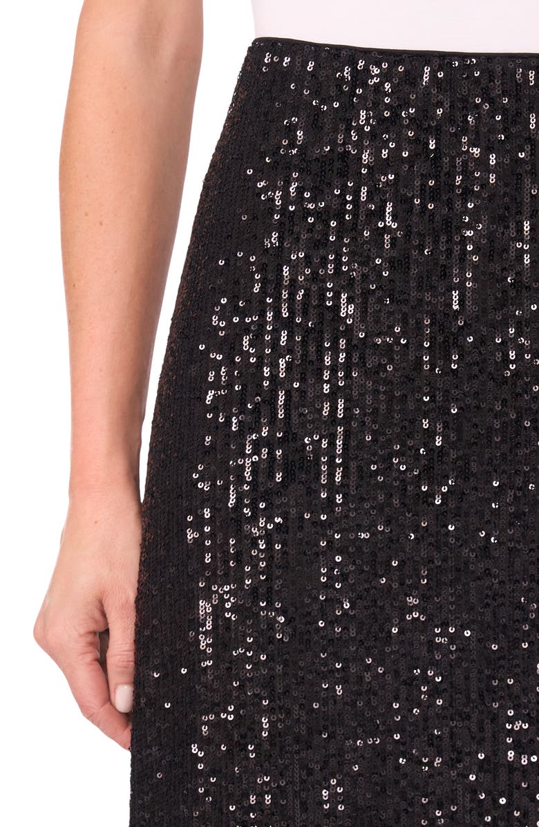 CeCe Sequin Pencil Skirt, Alternate, color, Rich Black