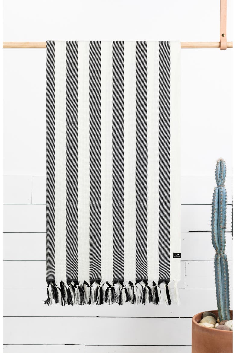 Cabana Striped Turkish Cotton Towel, Alternate, color, BLACK
