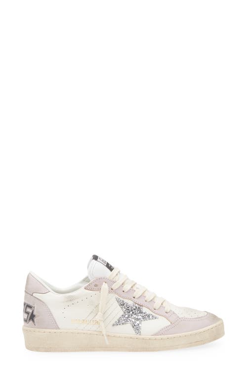 Golden Goose Ball Star Sneaker In White/pink/silver