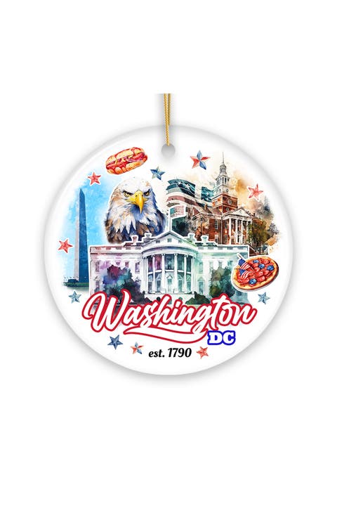 Washington Dc Landmarks Watercolor Ornament