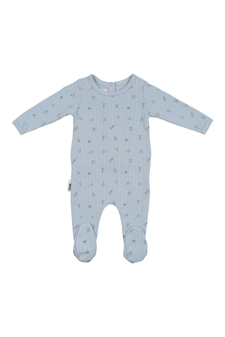 Pointelle Leaves Footie, Main, color, BABY BLUE