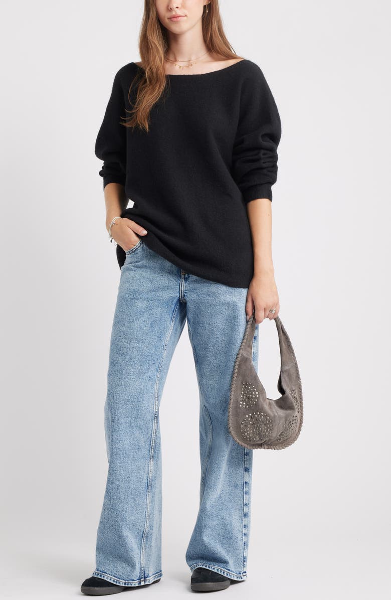 BP. Lofty Boat Neck Oversize Sweater, Alternate, color, Black